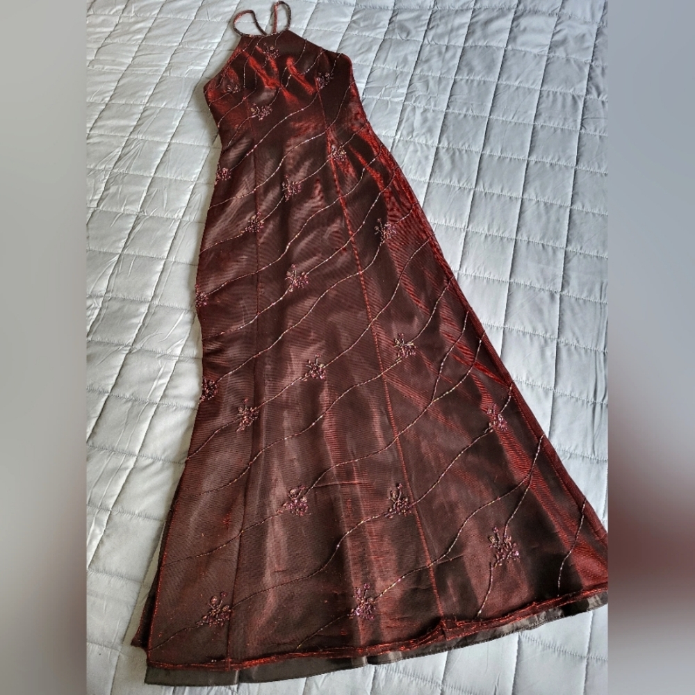 Vintage red beaded gown